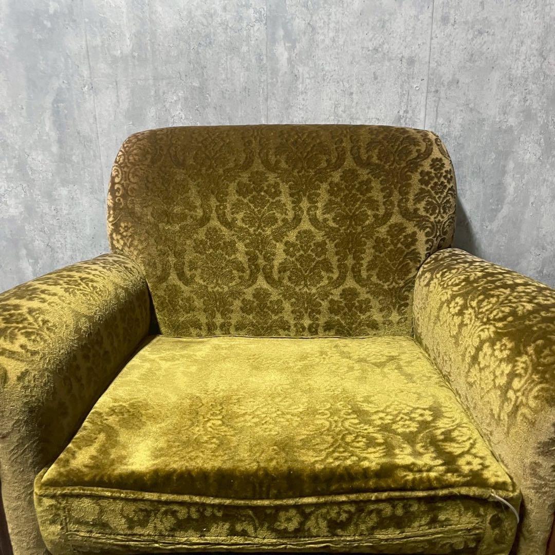 昭和レトロ 1人掛け ソファー② ダマスク柄 花柄 アームチェア アンティーク