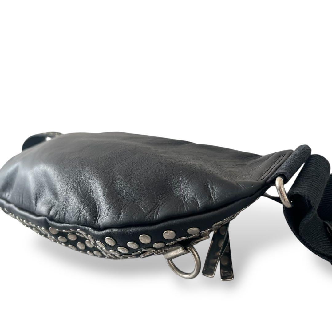 パトリックステファン スタッズ レザーボディーバッグ ブラック 本革 y2k