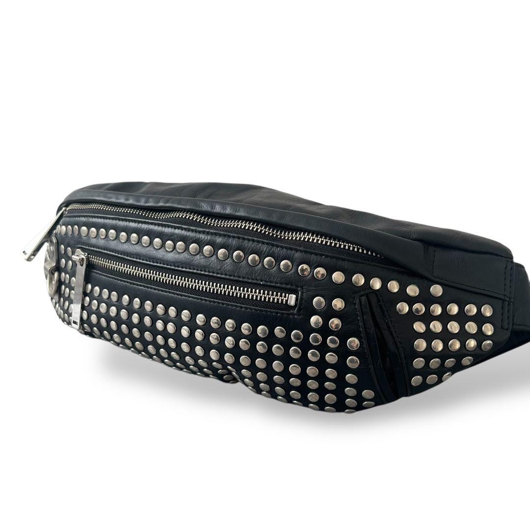 パトリックステファン スタッズ レザーボディーバッグ ブラック 本革 y2k