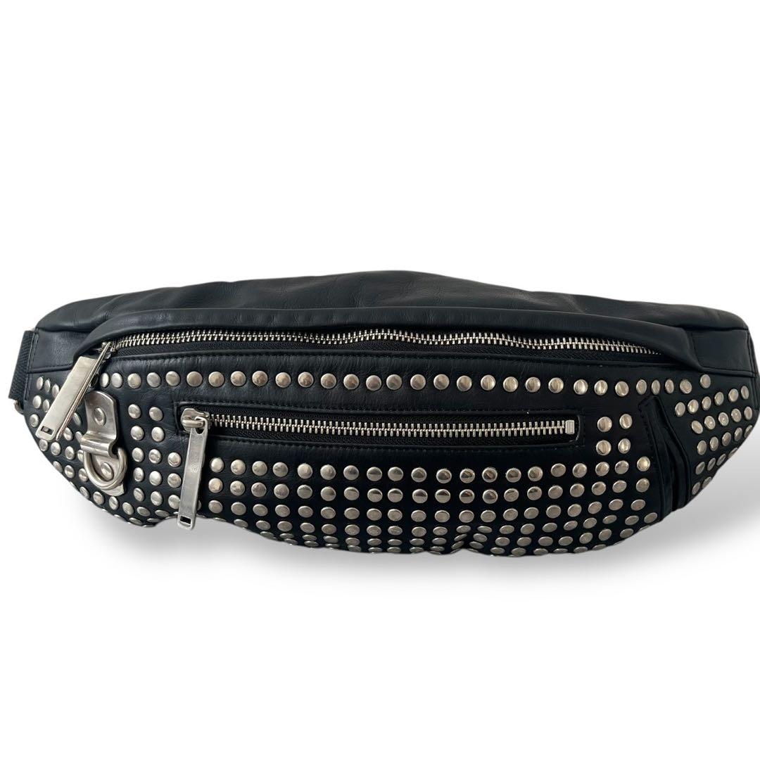 パトリックステファン スタッズ レザーボディーバッグ ブラック 本革 y2k