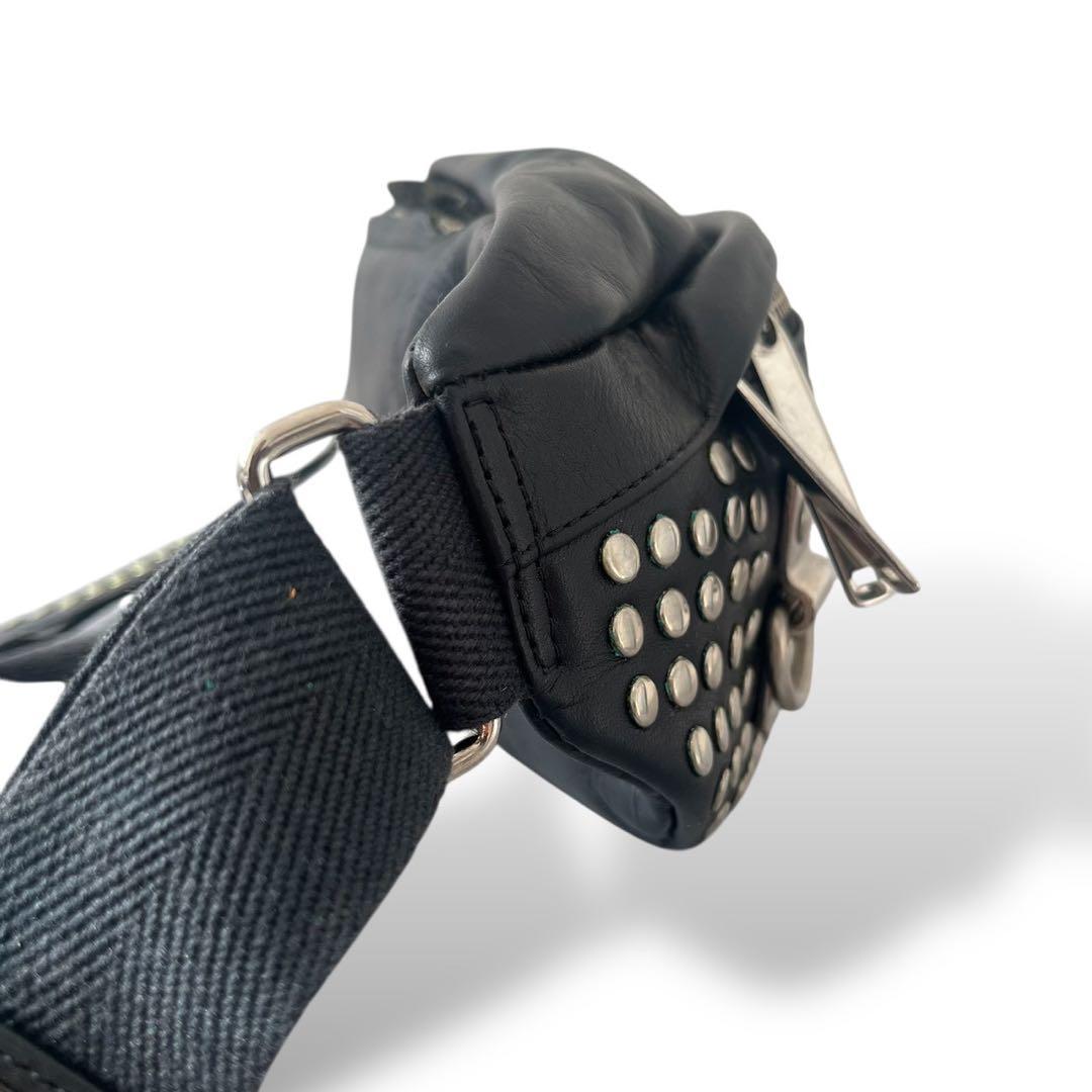 パトリックステファン スタッズ レザーボディーバッグ ブラック 本革 y2k