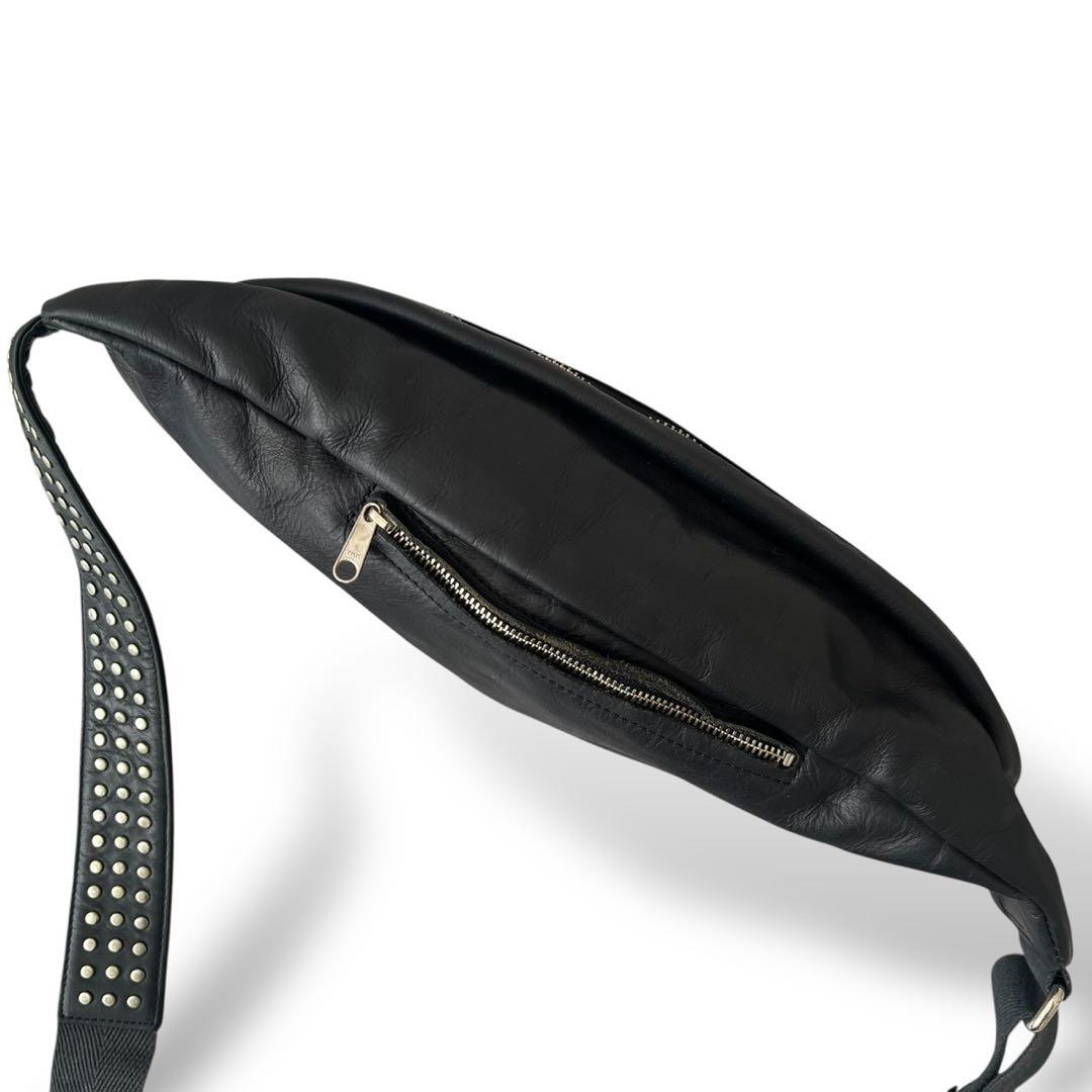 パトリックステファン スタッズ レザーボディーバッグ ブラック 本革 y2k