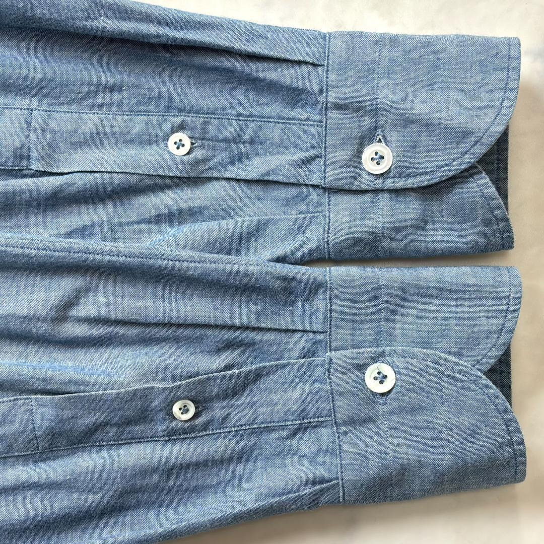 ジャンネット デニムシャツ 長袖 カッタウェイ 太陽アイコン 水色 40 tv5