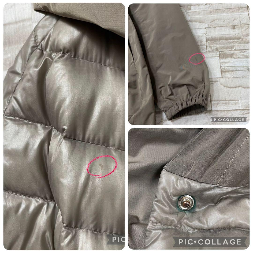 【美品】ヘルノ★異素材切り替え　ダウンコート　フード　グレージュ　大きめサイズ