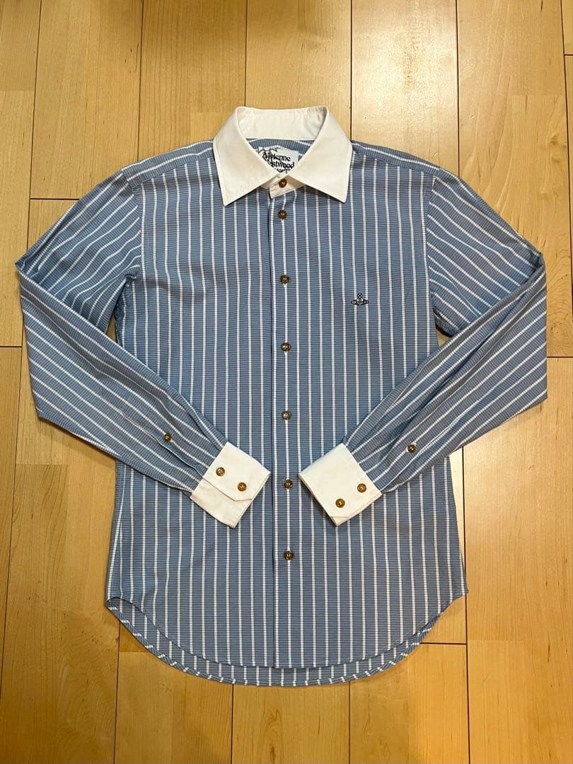 【美品】 ヴィヴィアンウエストウッドマン クレリックカラー ストライプ シャツ