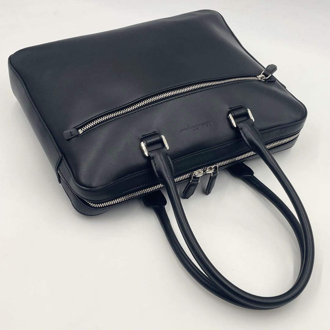 【極美品】FERRAGAMO オールレザー ブリーフケース トート 肩掛け 黒
