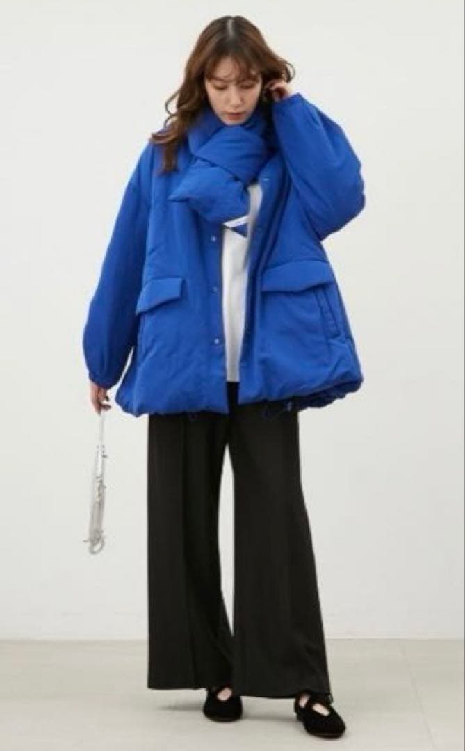 Mila Owen ステンカラーフレンチダウンAラインコート　ブルー