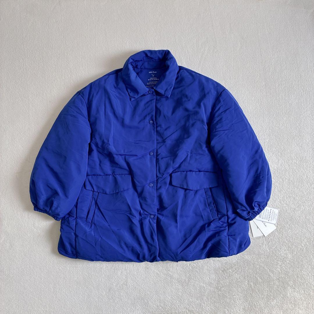 Mila Owen ステンカラーフレンチダウンAラインコート　ブルー