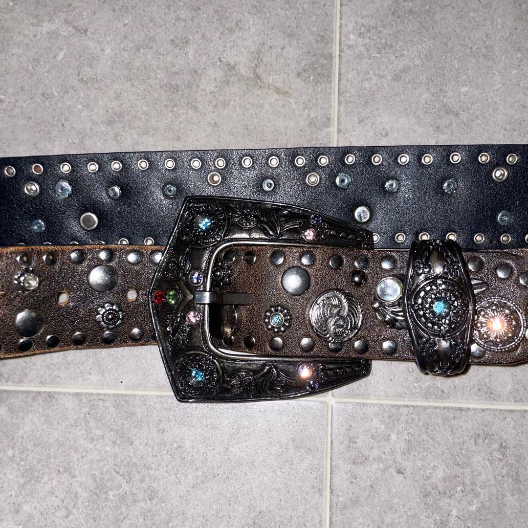 italy nanni ナンニ ベルト レザー コンチョ スタッズ y2k