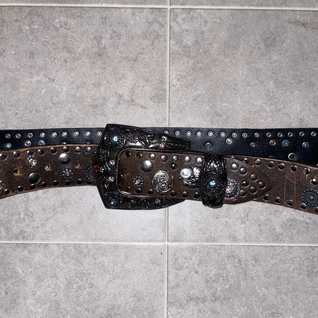 italy nanni ナンニ ベルト レザー コンチョ スタッズ y2k