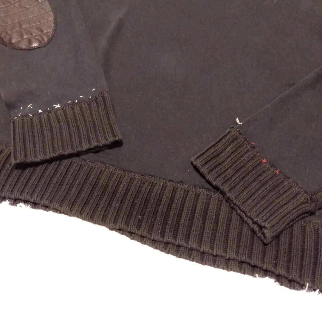 希少【ポロバイラルフローレン】ステッチ＆レザー装飾　黒 ショールカラースウェット