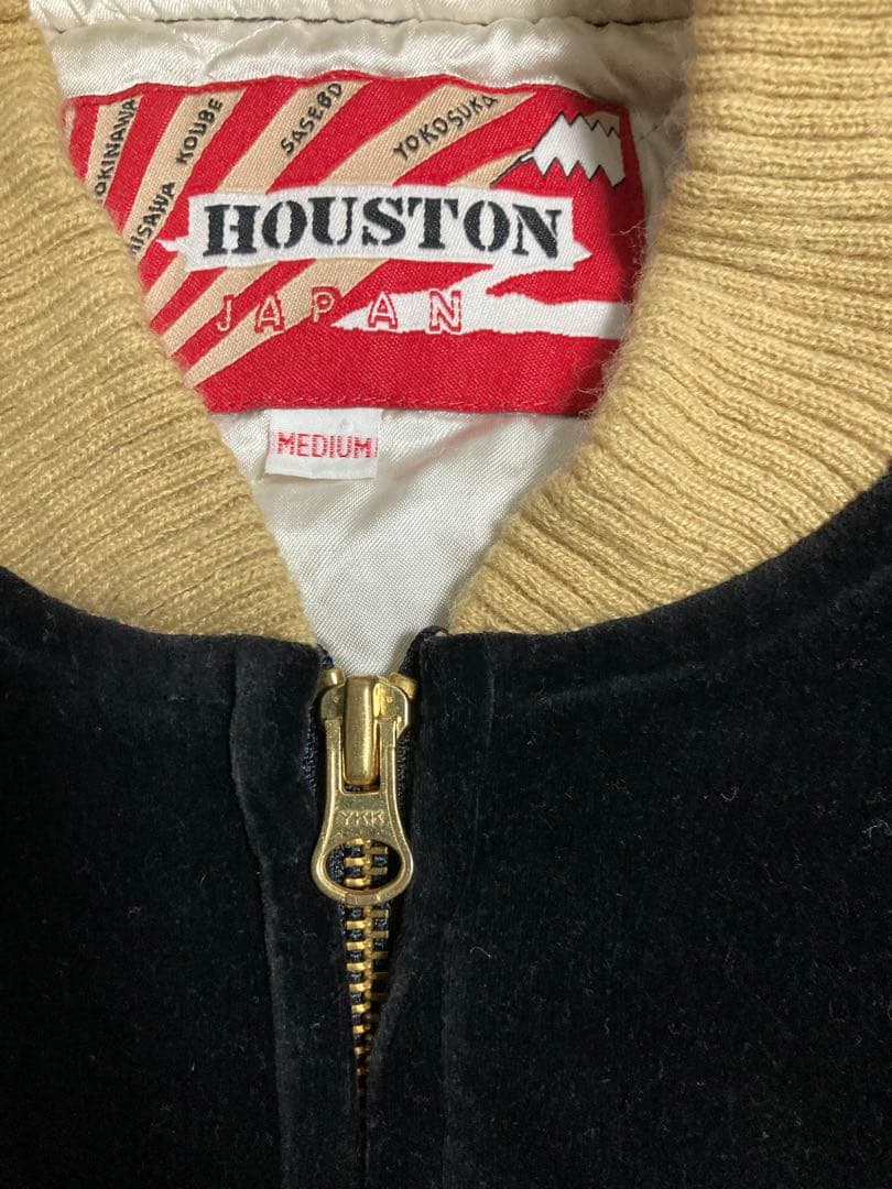 80s90s OLDヒューストン Houston別珍スカジャン黒 龍 M