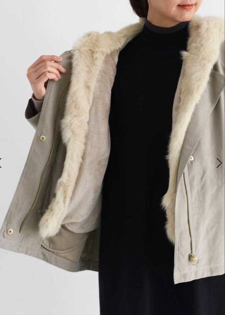 MEDOC ラビットファー フード付きコート