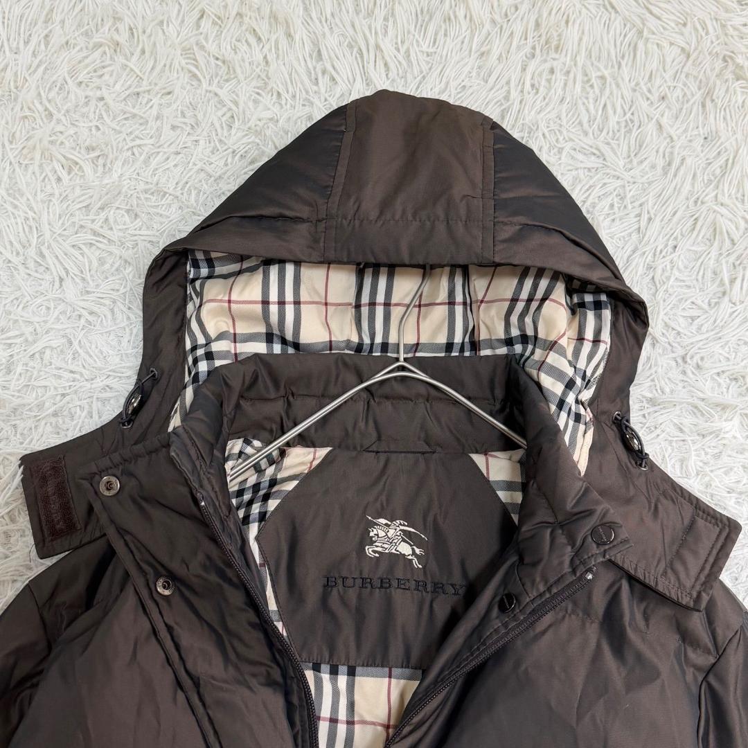 17130✨バーバリー 9 M ロングダウンジャケット ノバチェック 光沢