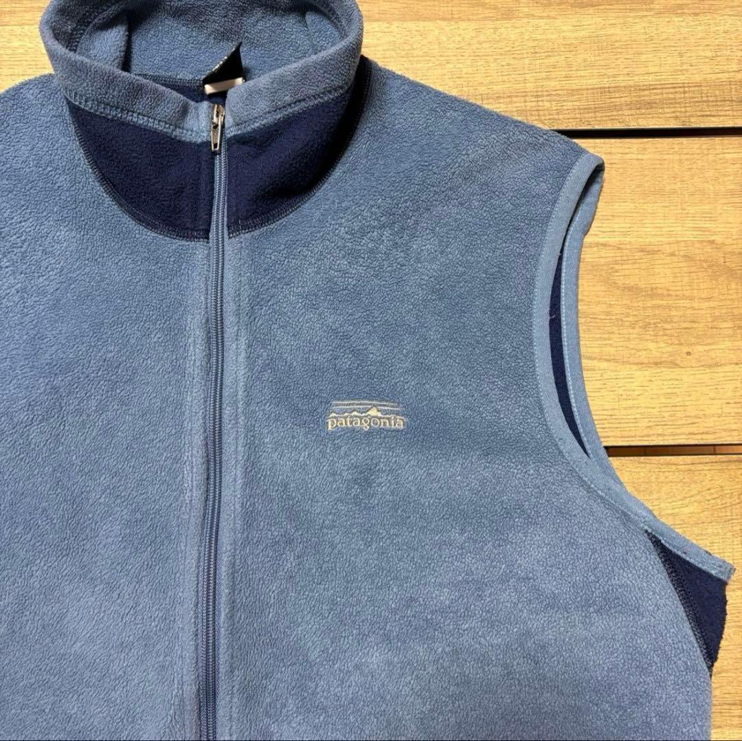 パタゴニア 00年 usa製 フライヤーフリースベスト 刺繍ロゴ 水色 M 希少