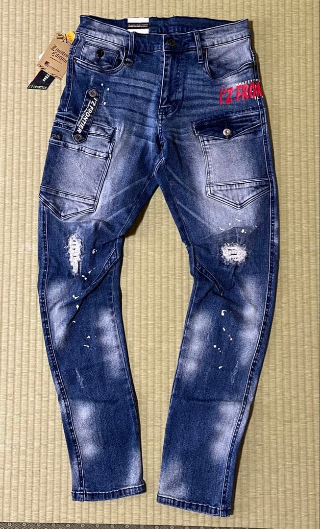 アイズフロンティア７３５０ＳデニムＧ　ＬＬ寸カーゴパンツ８５cm上下組インディゴ