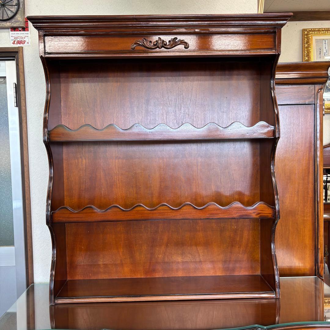 マホガニー 飾り棚 3段シェルフ アウトレット品 置くだけ アンティーク調