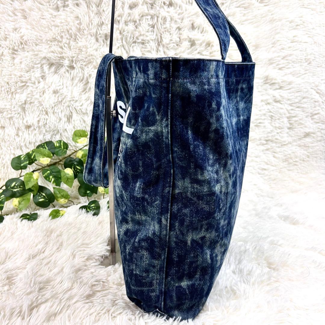 美品 ディーゼル デニムトートバッグ 大きい 肩掛け ケミカルウォッシュ 鞄