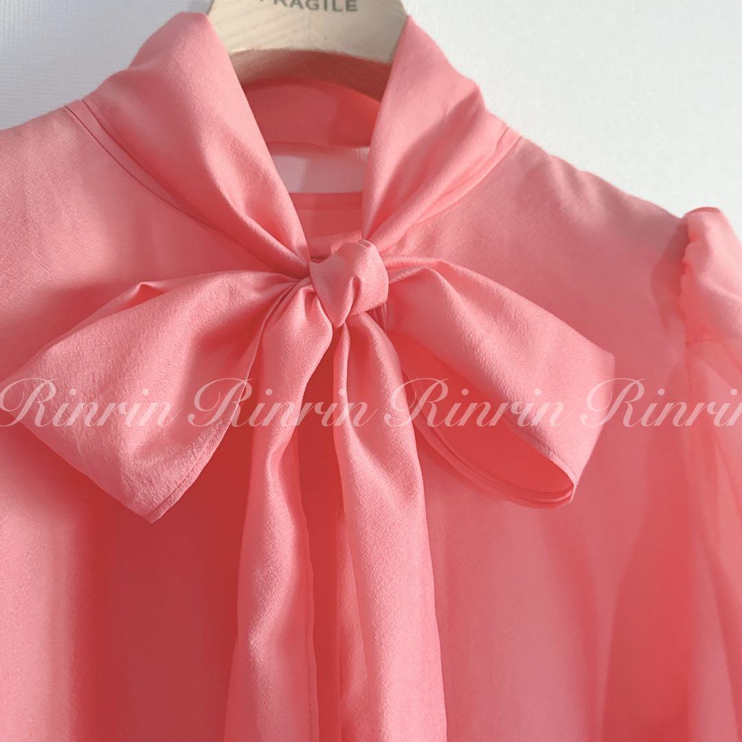 【美品】ANAYI シアーオーガンジーボウタイ ブラウス 38