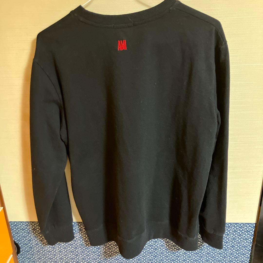 ami ブラック トレーナー ハート刺繍