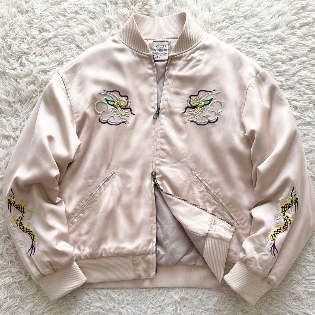 Lサイズ マックレガー スーベニアジャケット ドラゴン刺繍 微光沢ライトピンク
