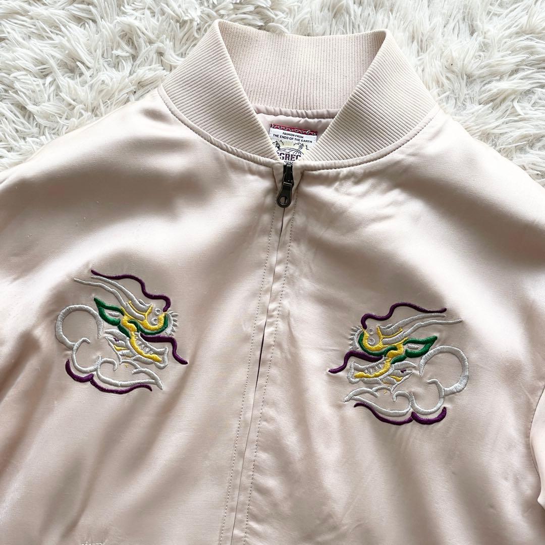 Lサイズ マックレガー スーベニアジャケット ドラゴン刺繍 微光沢ライトピンク