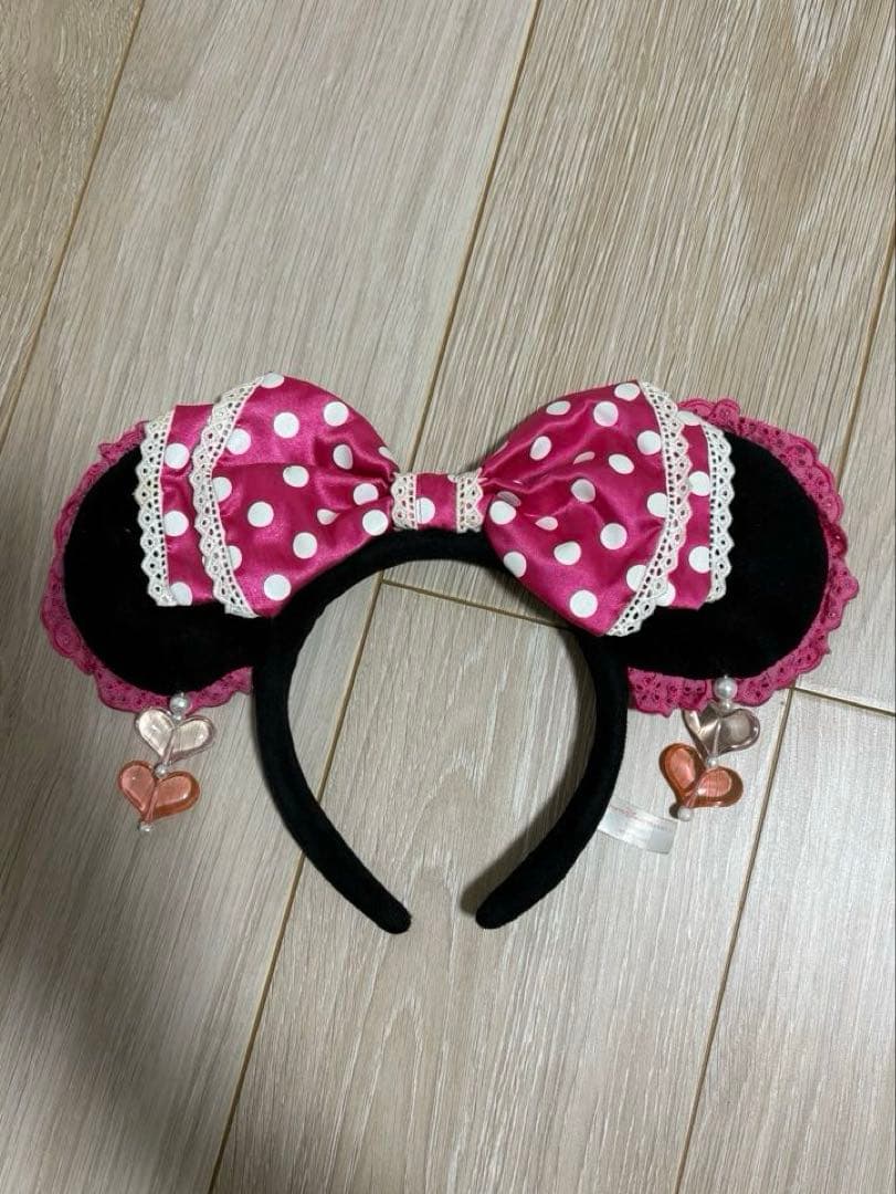 ピンク ミニーイヤリング付きカチューシャ
