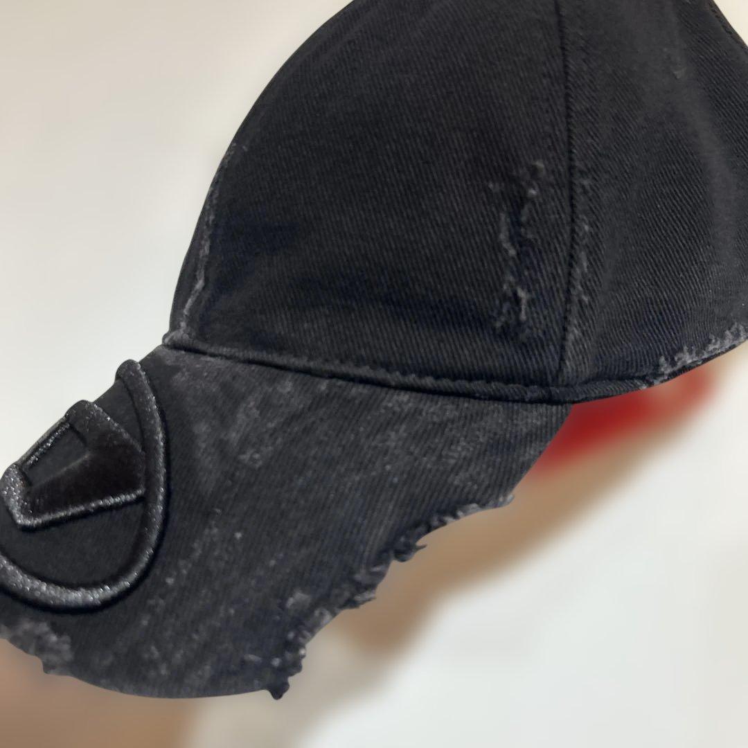 ブラックデニムダメージキャップ