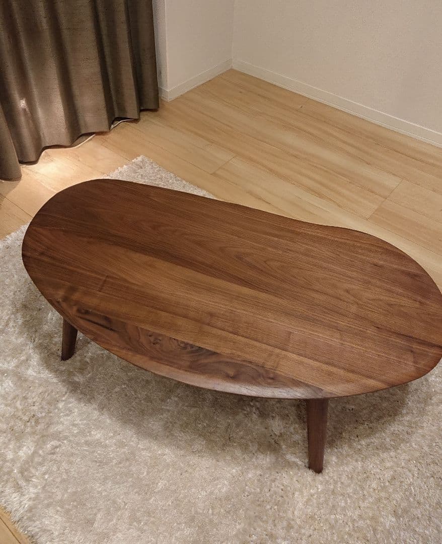 中古　ウォールナット楕円形センターテーブル　幅100cm