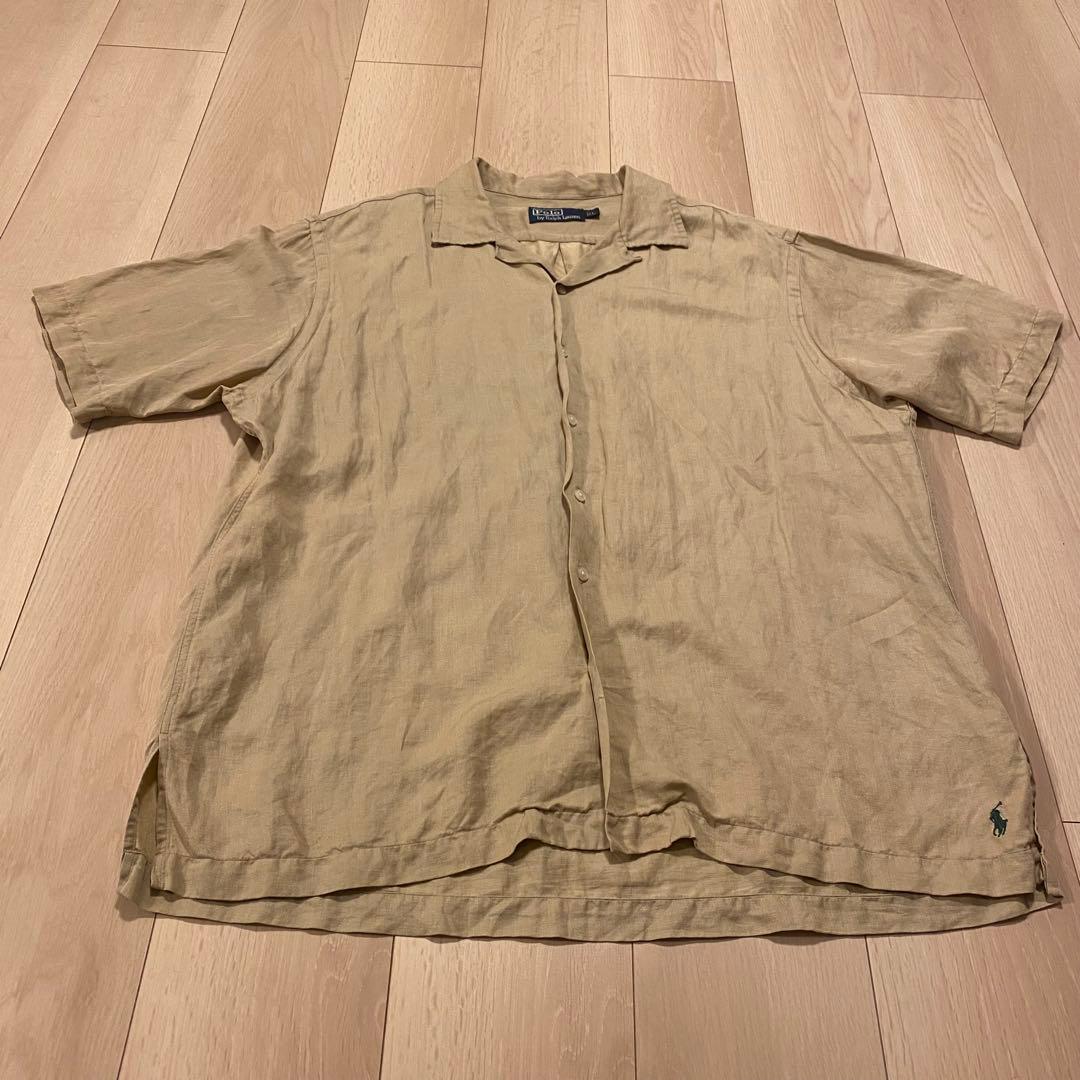 [希少] 90s Ralph Lauren 開襟シャツ シルク リネン