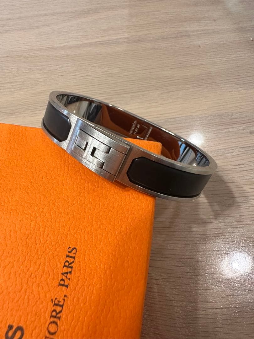 【KH8さま専用】HERMES シルバー ブラック バングルブレスレット