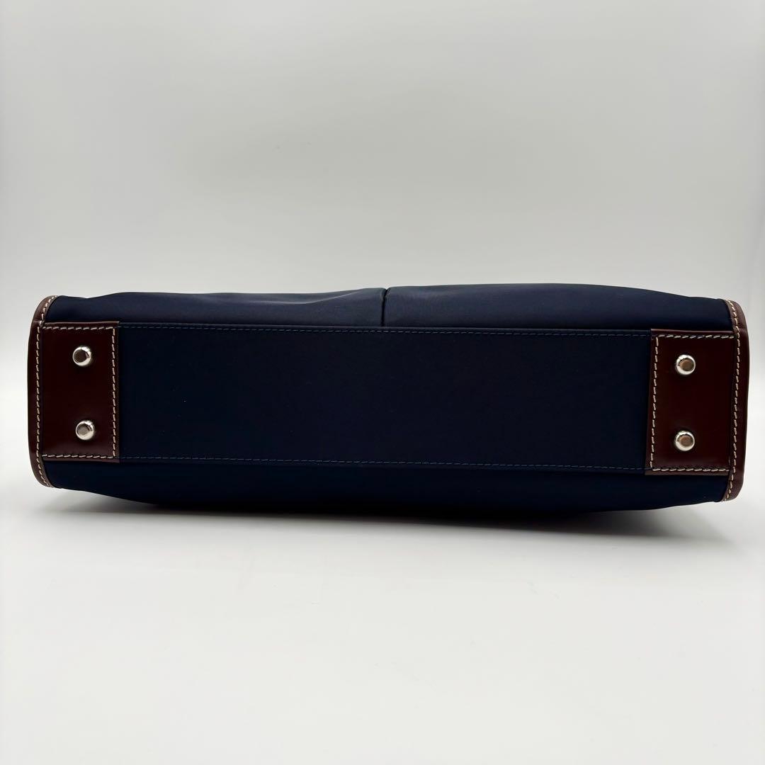 未使用級 ステファノマーノ ビジネスバッグ 2way ナイロン レザー ブルー