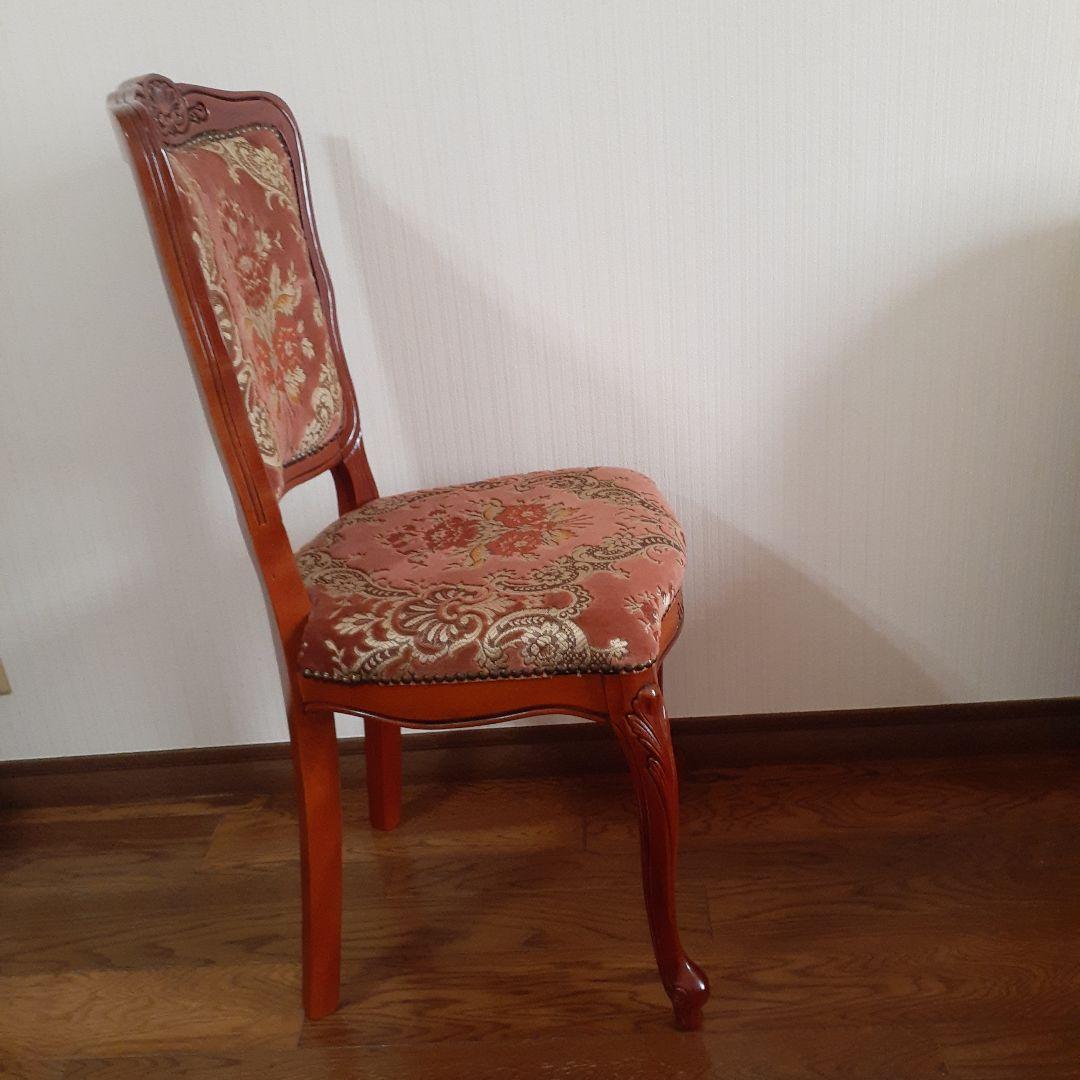 きいろ☆イタリア製輸入家具☆赤色系ダイニング猫足椅子☆アンティーク