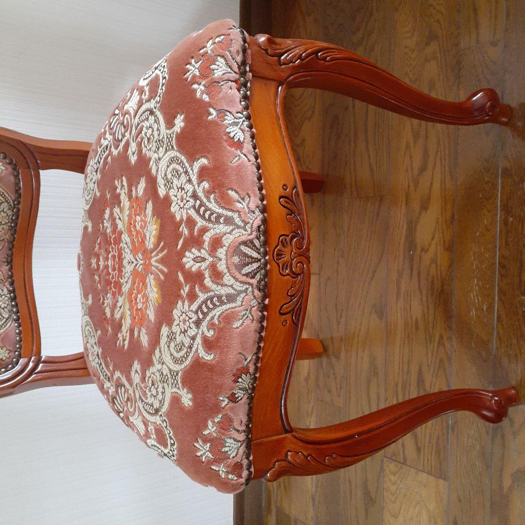 きいろ☆イタリア製輸入家具☆赤色系ダイニング猫足椅子☆アンティーク