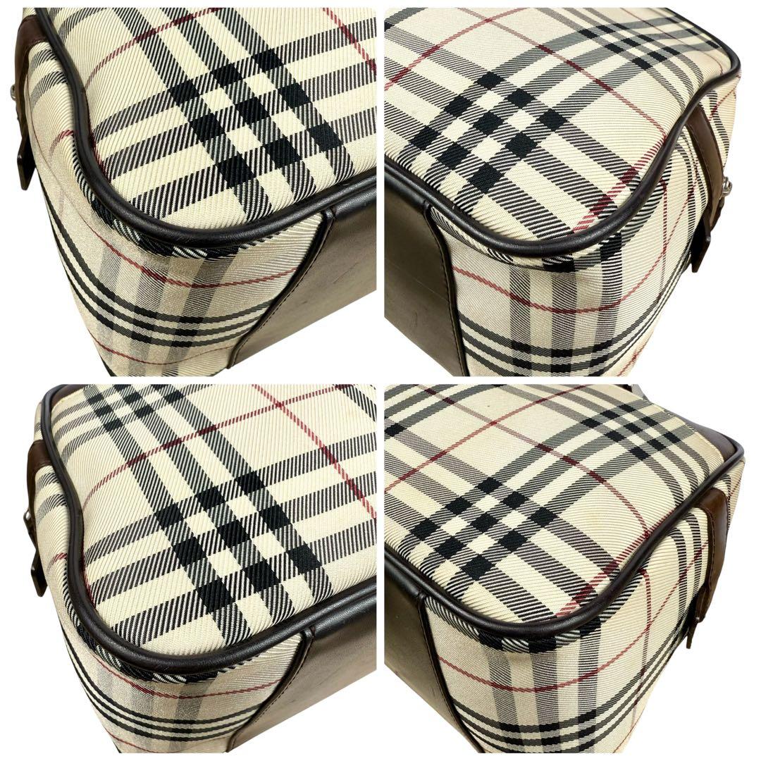 Burberry ミニボストンバッグ ロゴプレート キャンバス ノバチェック