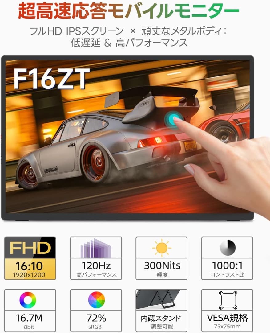 Intehill モバイルモニター 16インチ タッチパネル