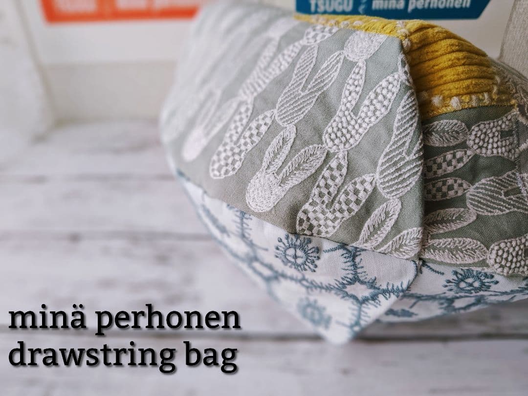 【再販ナシ】W ミナペルホネン ドローストリングバッグ 巾着バッグ アネモネ