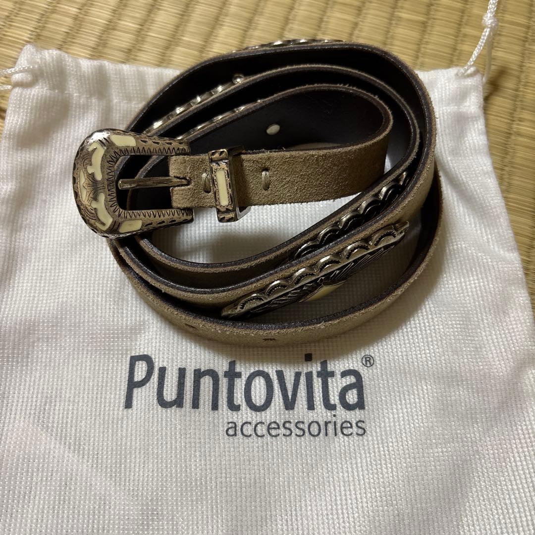 Puntovita 本革 コンチョベルト　グレージュ