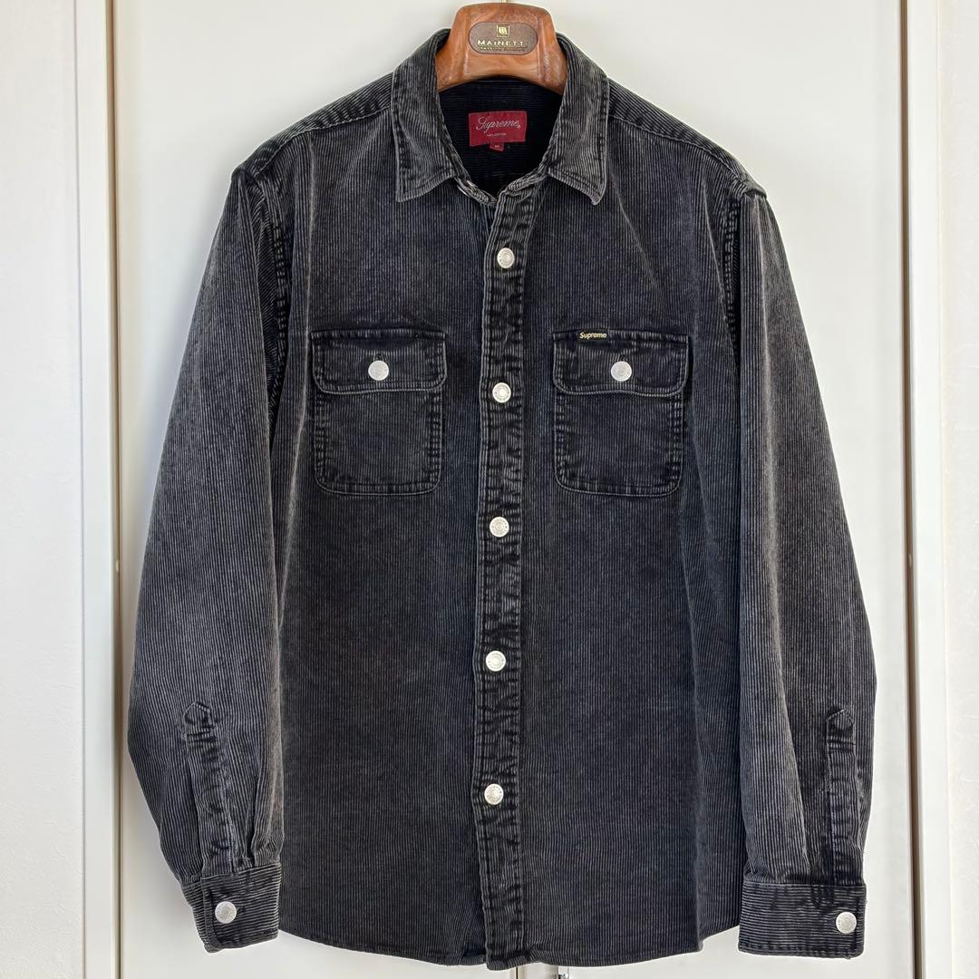 Supreme　Washed Corduroy　コーデュロイ シャツ　黒　Ｍ