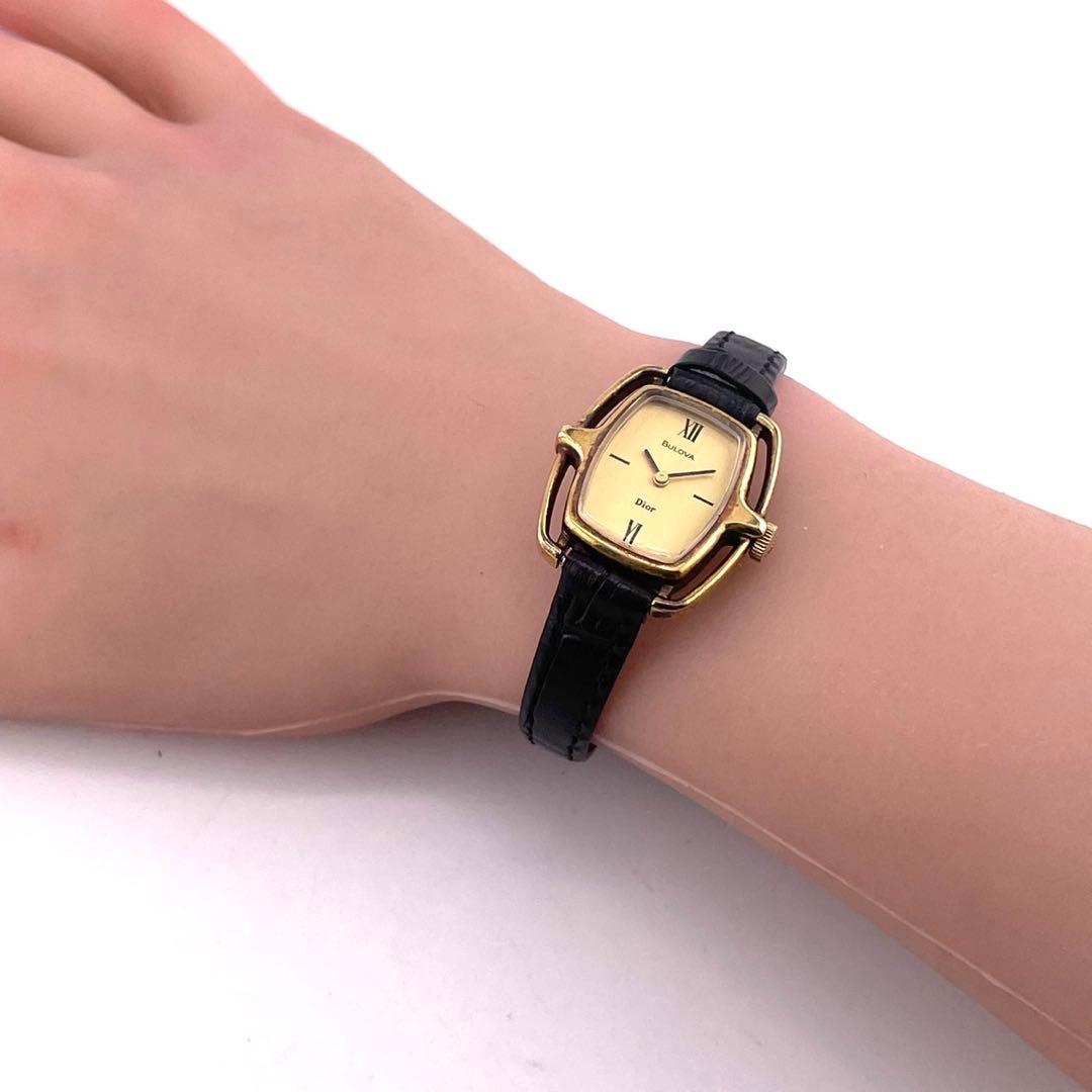 【稼働】Dior BULOVA Wネーム 手巻き時計 ゴールド レディース
