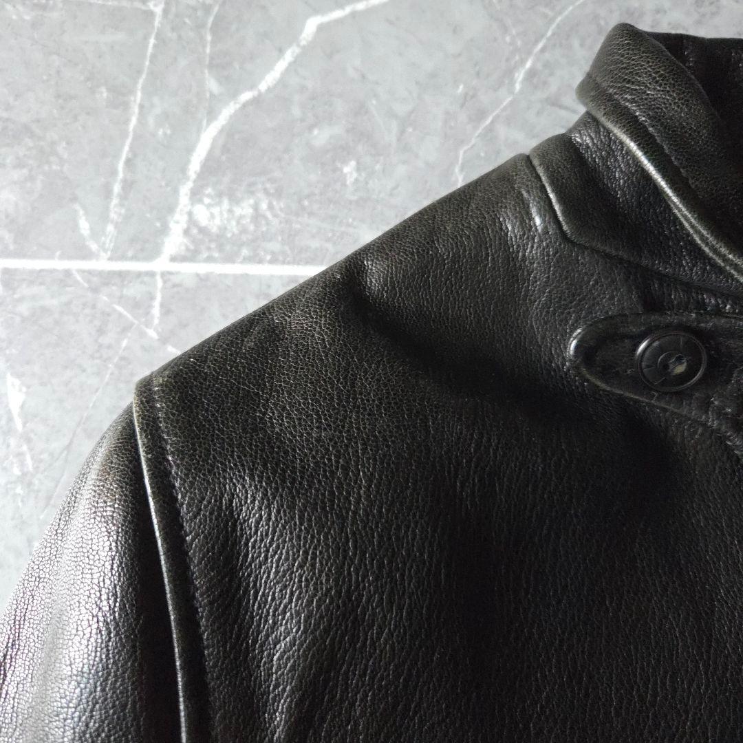 極上山羊革 ウエストライド レザージャケット 38 黒 テーラード バイカー