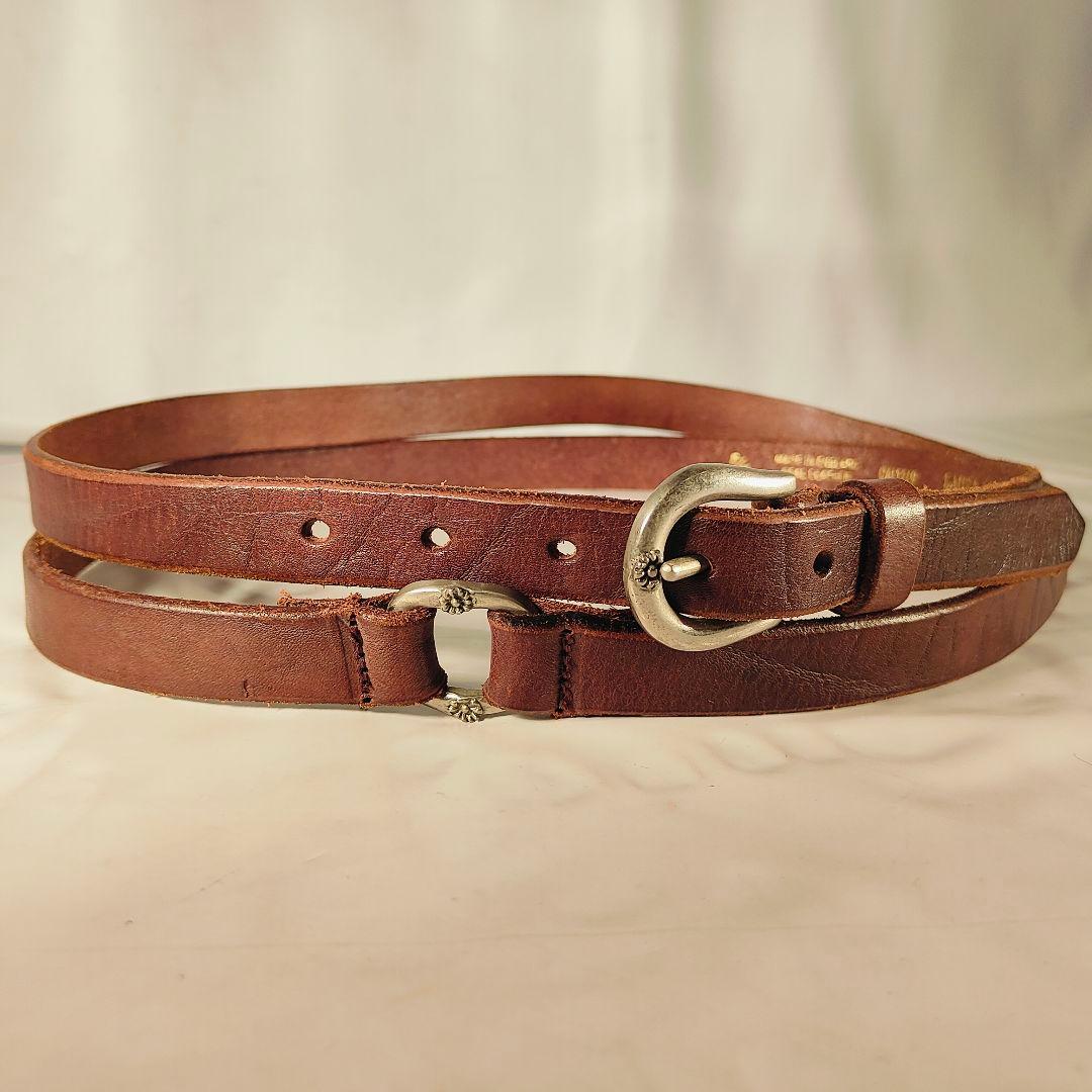 【英国製ヴィンテージ】ダブルラップ本革ベルト　上質クラシックドレスベルト　正規品