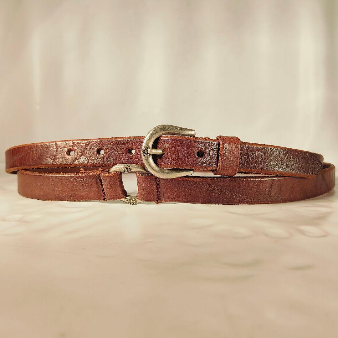 【英国製ヴィンテージ】ダブルラップ本革ベルト　上質クラシックドレスベルト　正規品