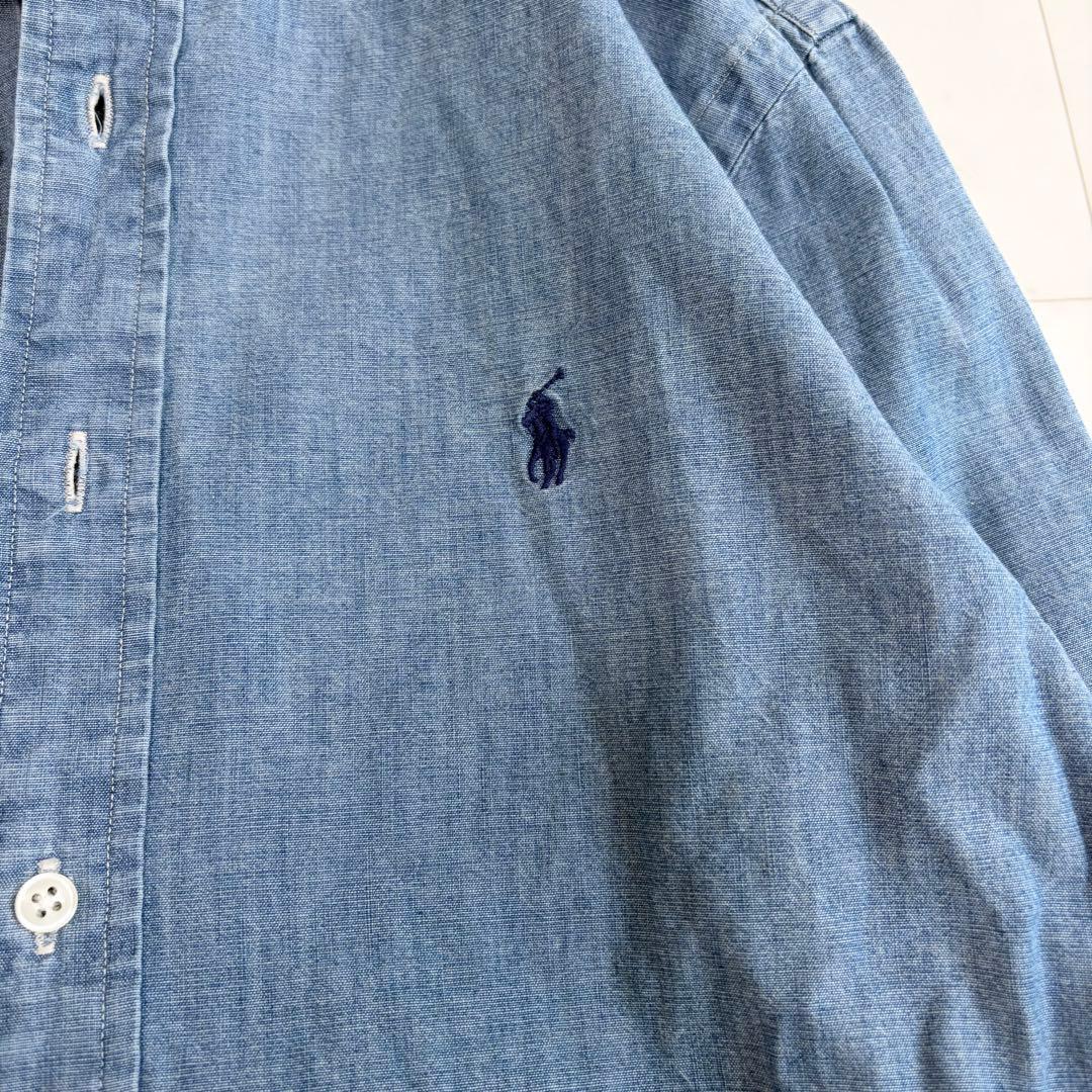 美品 ラルフローレン デニムシャツ ボタンダウン ダンガリー XS