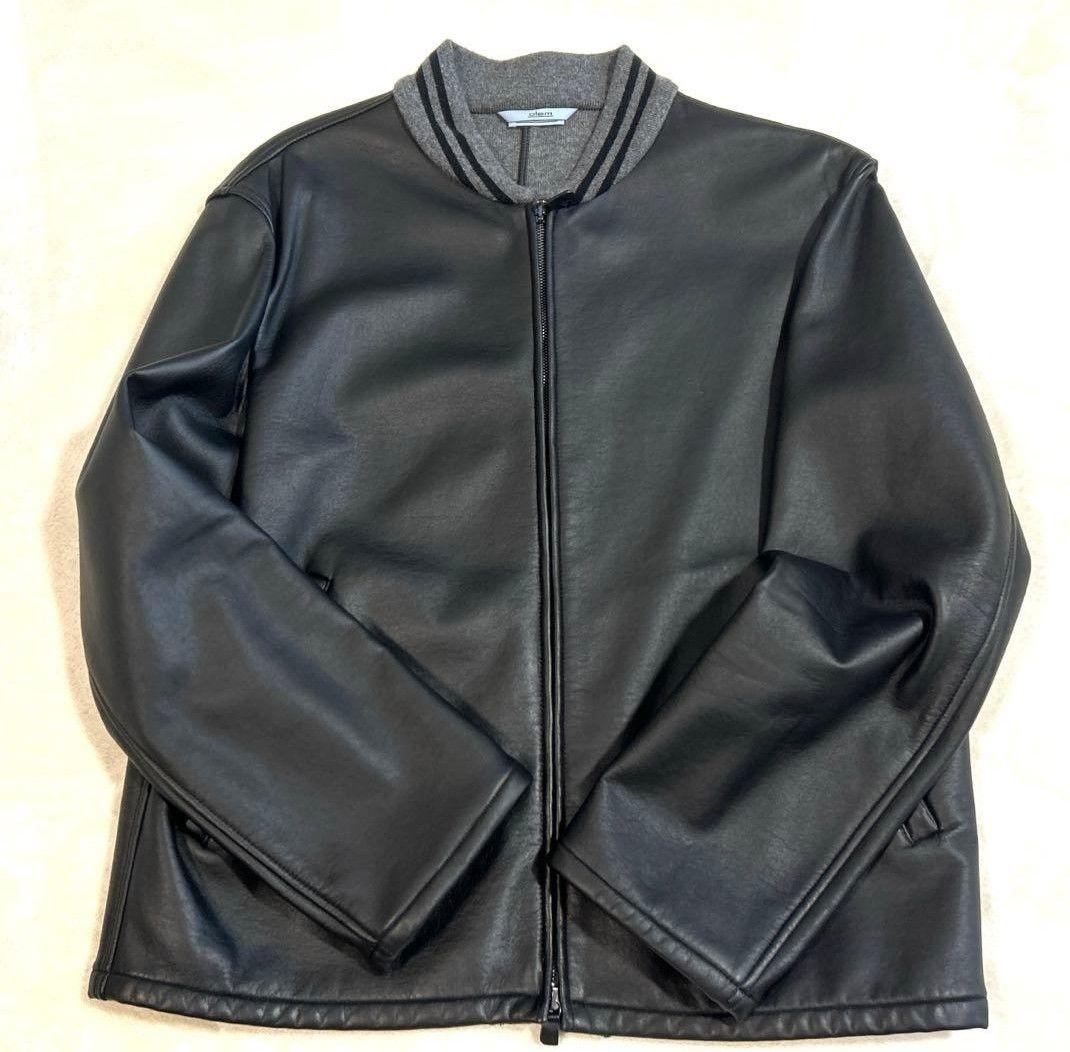 malo 黒 マーロ レザー カシミア ジップアップブルゾン サイズ48