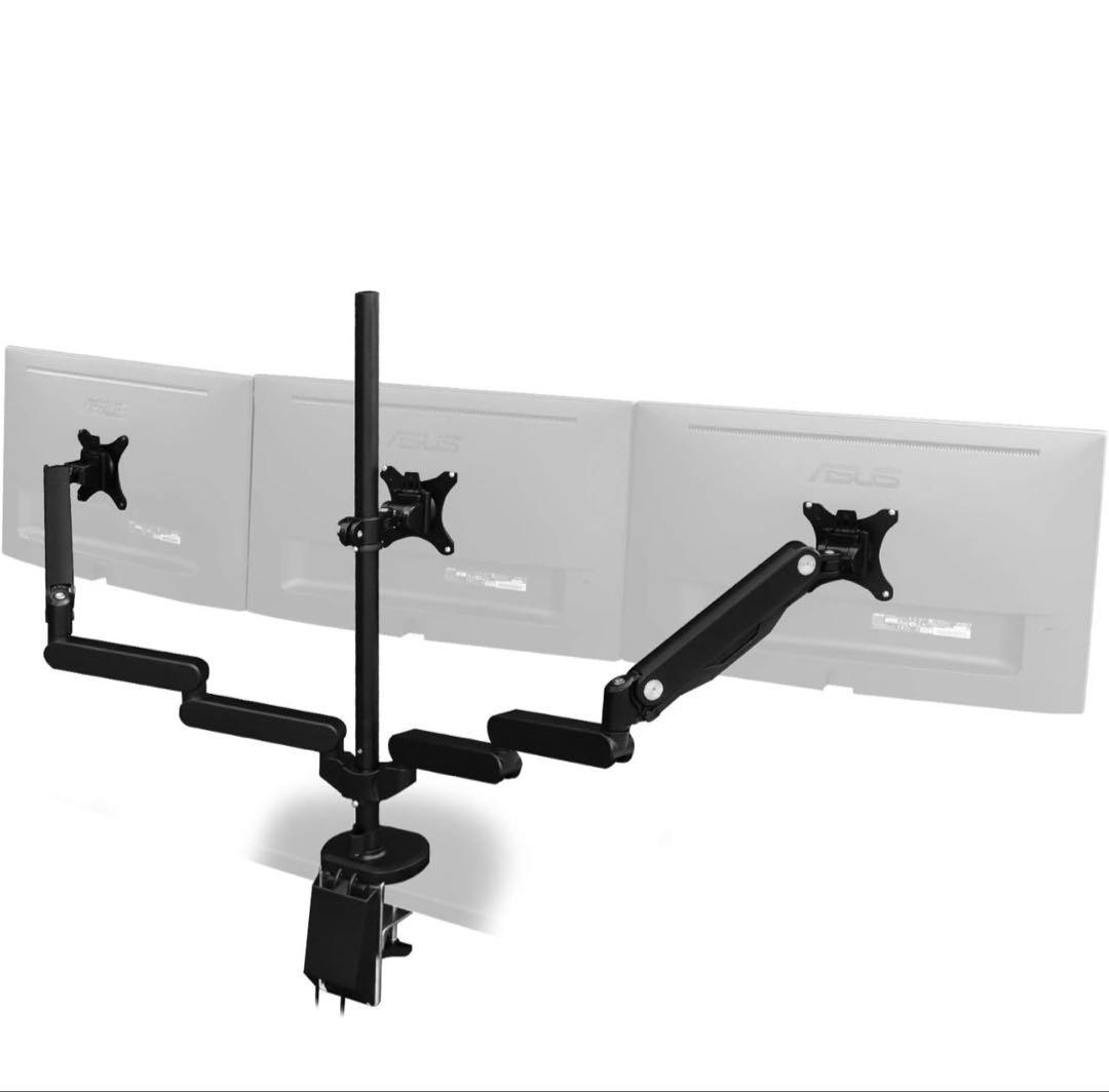 Bauhutte ロングモニターアームGS トリプル BMA-3GS-BK