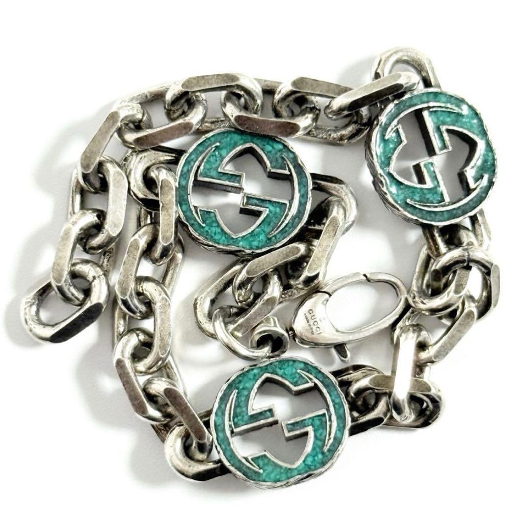 【人気】グッチ　メンズ　インターロッキングG　シルバー　ブレスレット