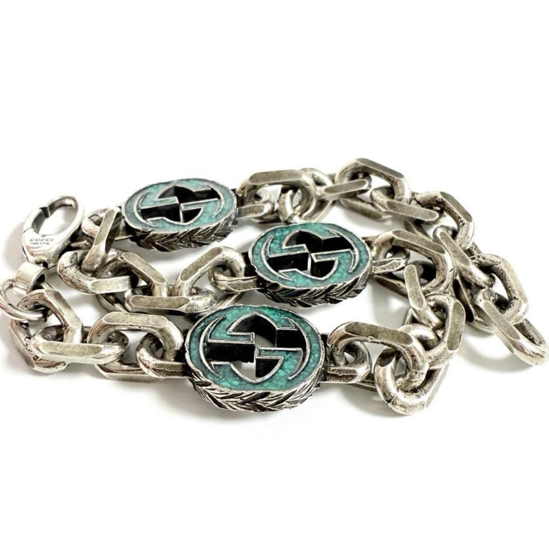 【人気】グッチ　メンズ　インターロッキングG　シルバー　ブレスレット