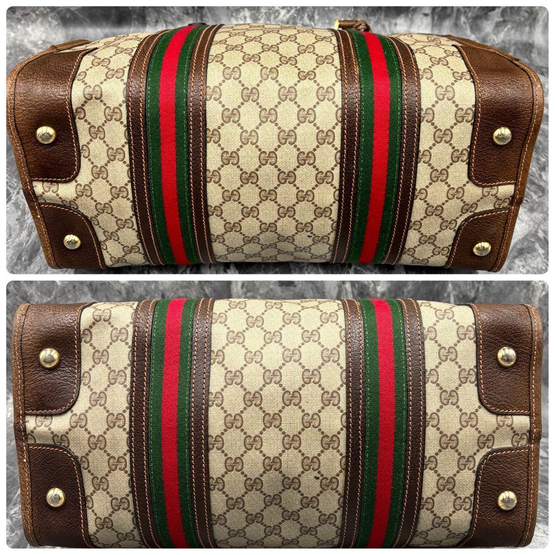 ✨美品✨GUCCI シェリーライン GG レザー ボストンバッグ ブラウン