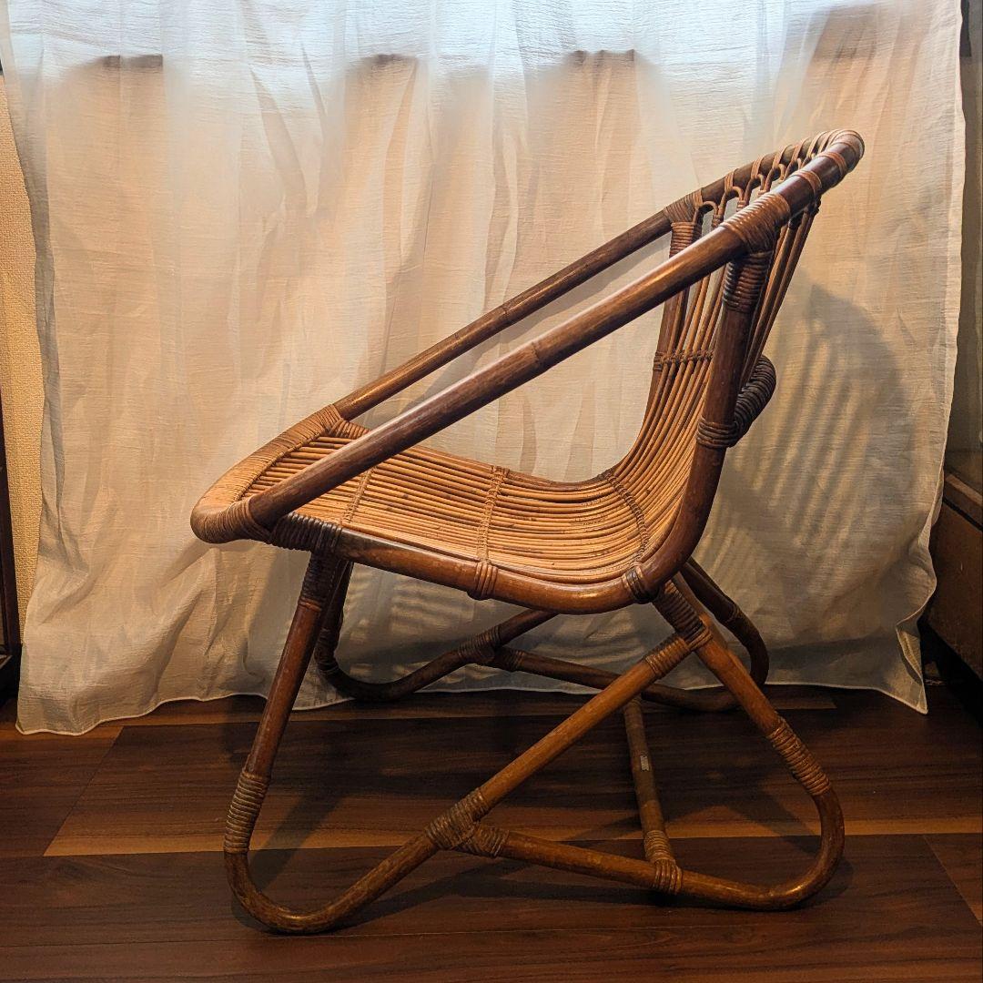 ラタンチェア　ラウンジチェア　籐家具　ビンテージチェア 　古道具　送料込